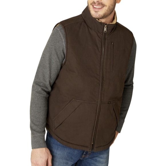 Lee Premium Men's Sherpa Lined Full Zip Canvas The Workwear Vest - Picture 4 of 10